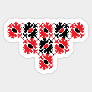 Decorative flowers - Traditional Romanian folk art knitted embroidery pattern Sticker